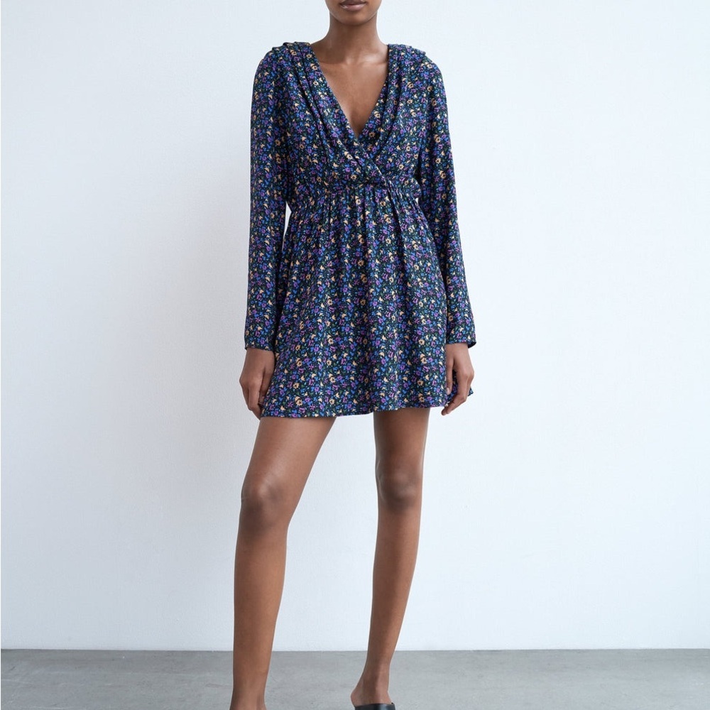 ZARA Shoulder ZARA BLUE FLORAL PRINTED Floral Print - Picture 2 of 15